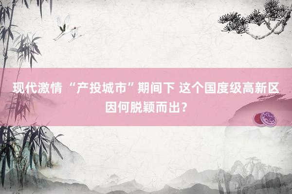 现代激情 “产投城市”期间下 这个国度级高新区因何脱颖而出？