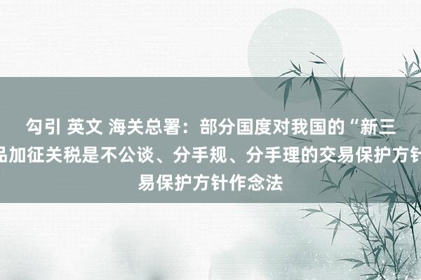 勾引 英文 海关总署：部分国度对我国的“新三样”居品加征关税是不公谈、分手规、分手理的交易保护方针作念法